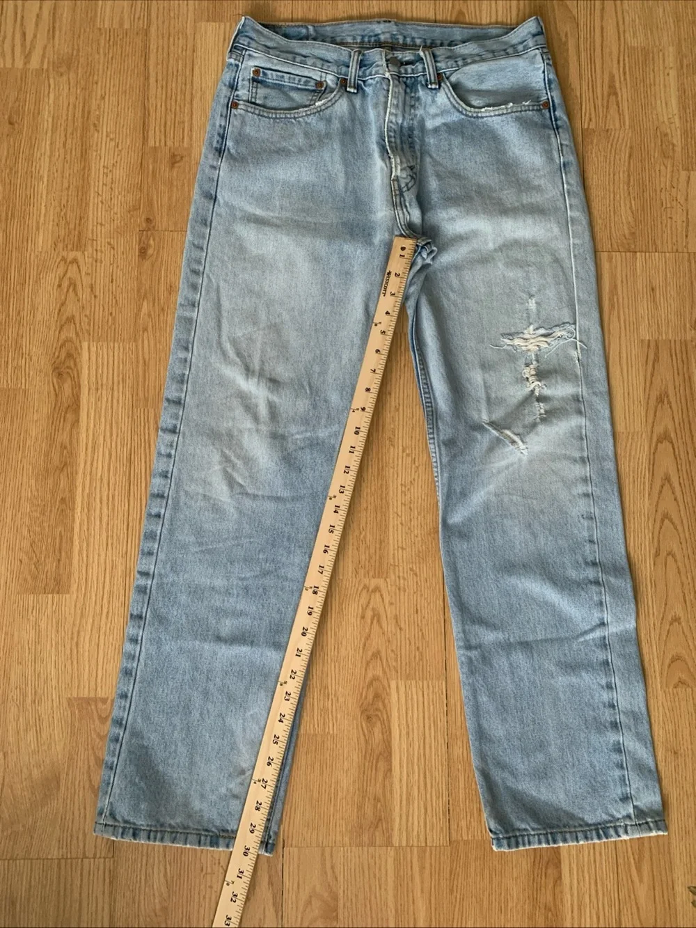 Levi Strauss & Co Men’s Jeans Light Wash Denim Distressed Y2k Streetwear 32x30